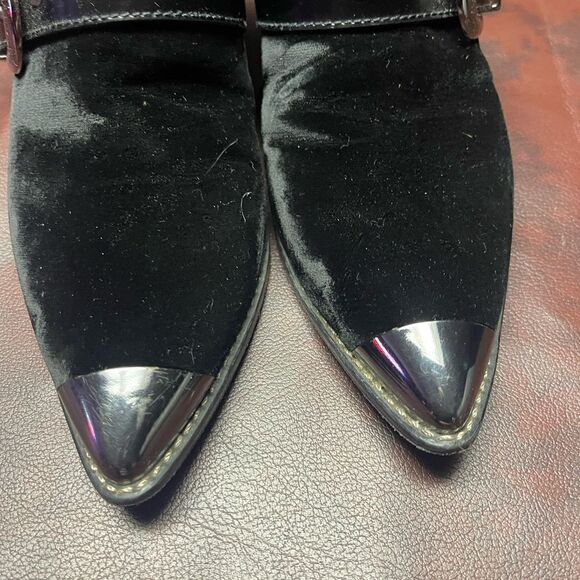 Stuart Weitzman the‎ scootin bootie black velvet mules silver buckle, 6 - Picture 3 of 10